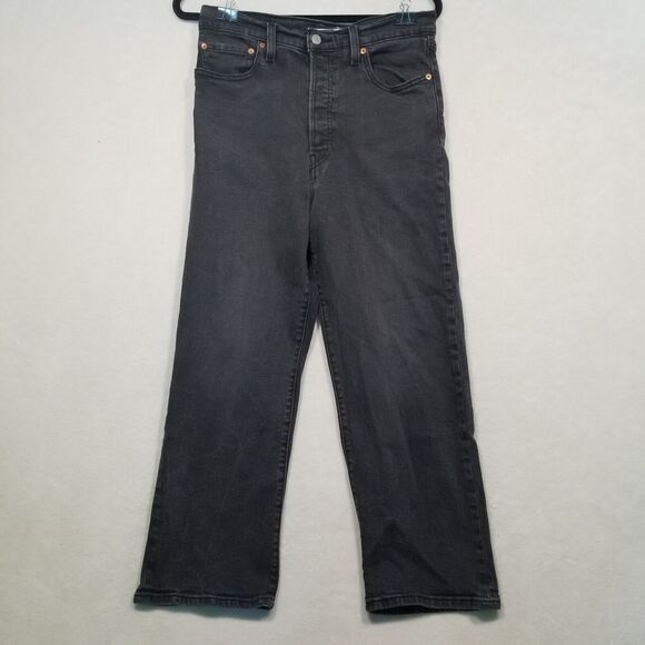 Levi's Women's Ribcage Straight Ankle High Rise Jeans - Black - Picture 1 of 11